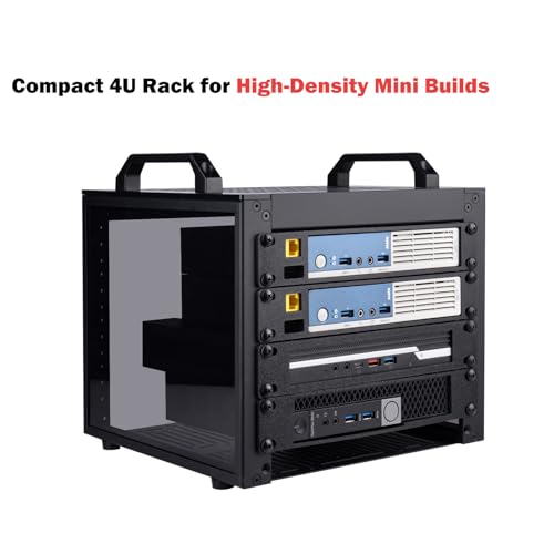 GeeekPi DeskPi RackMate T0 Plus, 25,4 cm (10 cali) 4U Mini Szafka Serwerowa dla Serwerów, Sieci, Urządzeń A/V, Głębokość 25,99 cm (10,23 cala) (Czarny)