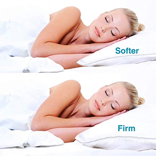 Lunvon Gel Queen Cool Memory Foam Bed Pillow for Sleeping My Adjustable Shredded Hypoallergenic Bedding Home Hotel Down Alternative Collection Side Back Sleeper Health 28 X 20 Inche CertiPUR-US White - Thumbnail 5