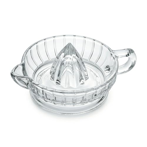 HIC Kitchen Citrus Juicer Reamer With Handle And Pour Spout, Heavyweight Glass, For Fresh Juice,...