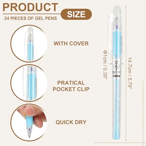 Bolígrafos borrables PATIKIL 0.5mm pack 24 tinta azul cristal miniatura 2