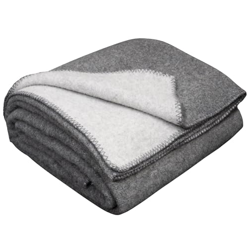 LYHome Plaid Laine Merinos - Couverture pour Canape Lit 1 Personne, Couvertures Accessoires Exterieur de Camping Militaire Voyage et Armee, Hiver Chaud (130 x...