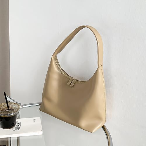 Image of Leather Hobo Bag Small Shoulder Purses for Women Slouchy Tote Handbag Vegan Leather Crescent Bag