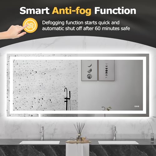Image of Hivone 72 inchX32 inch LED Bathroom Mirror with Lights, UL Listed