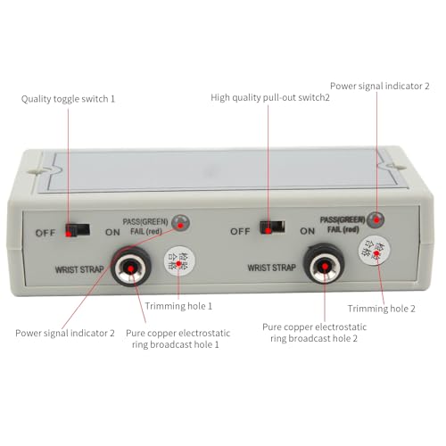 Image of Wrist Strap Tester, ESD Grounding Monitor & Antistatic Wristband Alarm, Real‑Time Microcomputer Chip Detection High Sensitivity, for ESD‑Safe Workbench and Production Line (US Plug 100‑240V)