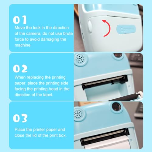 Daconovo Câmera de impressão instantânea infantil Câmera infantil Câmera digital 1080P Lente dupla T