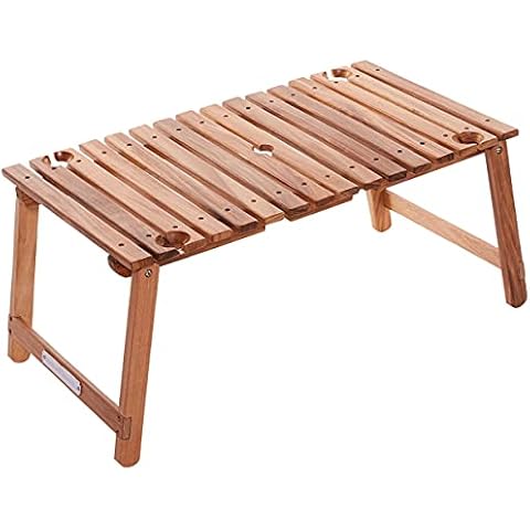 Business & Pleasure Co. Folding Picnic Table - Enjoy Relaxing Outdoor Meals -Easy to Carry & Set Up - 4 Wine Glass Holders - Center Umbrella Hole - Premium Teak Hardwood Cover
