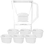 Wessper Carafe Filtrante avec Filtre, Carafe pour porte de réfrigérateur 2,7 L, Cartridges avec Charbon Actif et Résine échangeuse d'ions, Pitcher set set de 6 Filtres - Blanc