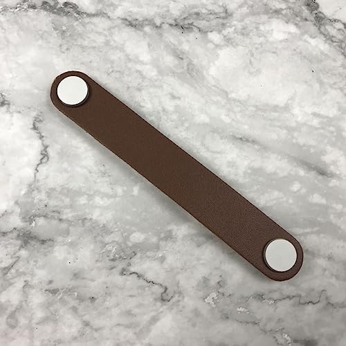 Kids Drawer Pulls 2 Pack Furniture Luggage Leather Handle Wardrobe Cabinet Drawer Anti-Collision Leather Handle Square,Brown Hole Distance 128mm2
