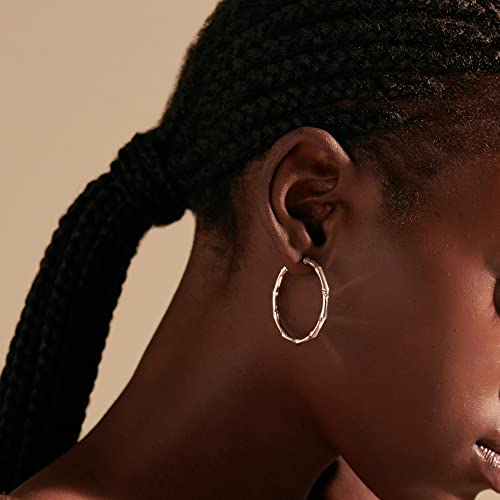 Bamboo Silver Hoop Earrings (30.5) #TOP4