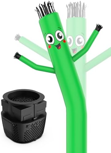 Puligoth Inflatable Tube Man with Blower: 6 FT Tall Wacky Waving Inflatable Tube Guy for Outdoor Decoration with Mini Blower Fan, for Mall Opening, Business Advertising (Green)