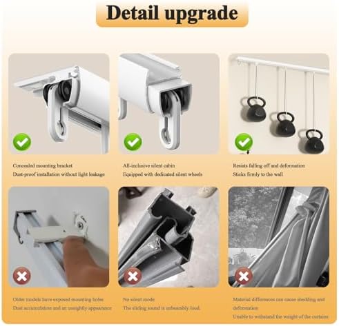 Double Row Ceiling Curtain Rod, Heavy Duty Adjustable Track for Open Spaces, Flexible Drapery System for Living Room, Bedroom, Patio, Sliding Doors (White, 10.2ft)