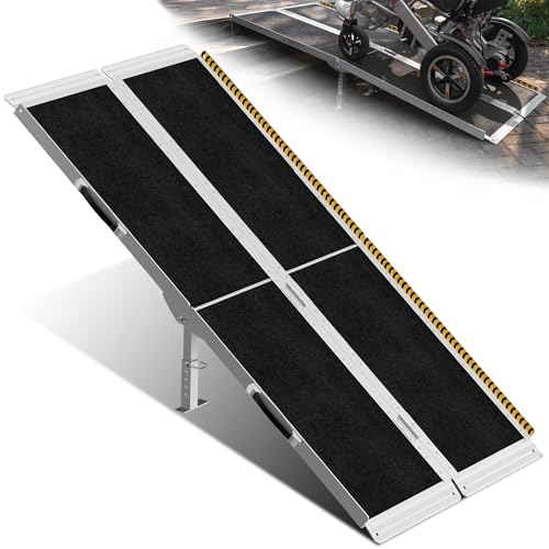 VNN 5ft Wheelchair Ramp with 4 Support Legs, Seamless Portable Aluminum Ramps for Wheelchairs for Home Steps & Stairs, Heavy Duty Non-Slip Mobility Scooter Threshold Ramp, 800lbs Capacity by VNN - Used condition - US$204.72