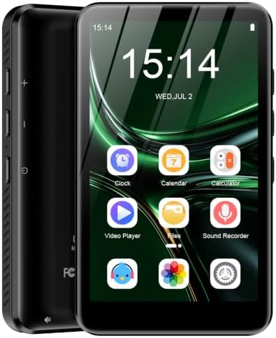 SWOFY D08 Android 13 MP3-Player, 4-Zoll-Touchscreen, Bluetooth & WLAN, 32GB Speicher, kompatibel mit Spotify, Audible & Play Store, integriertes FM-Radio, erweiterbar bis 1TB (Schw