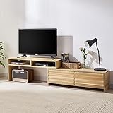 テレビ台 テレビボード コーナー ローボード 伸縮 継ぎ手 強さと美しさの両立 幅約90～180cm 43インチまで対応 和モダン 格子 テレビラック TVボード 角度調整 一人暮らし (ナチュラル)