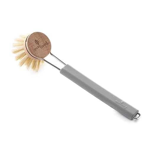 EcoLiving Non-Scratch Dish Brush (FSC Certified) - Cruelty-Free, Eco-Friendly, Biodegradable - Made With Sustainable Materials - Tough Washing Up Brush (Grey)