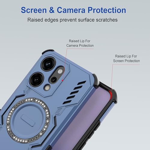Image of Zapcase Back Case Cover for Oppo Reno 14 Pro 5G | Magnetic Case with Built-in Metal Ring | Supports MagSafe Charger, Wallet & Car Mount | Shockproof Hybrid PC + TPU | Blue