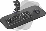 VIVO Clamp-on 23 x 10 inch Rotating Computer Keyboard and Mouse Tray, Extra Sturdy Single Desk Swivel Clamp, Ergonomic Typing, Black, MOUNT-KB04CB