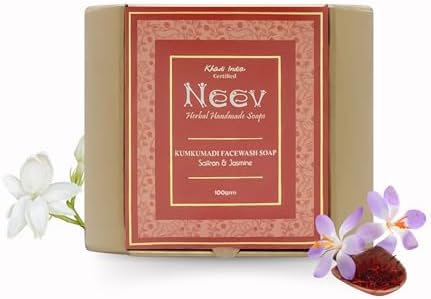 Neev Herbal Handmade Soaps Saffron and Jasmine Kumkumadi Face Wash Soap Bar - 100gms