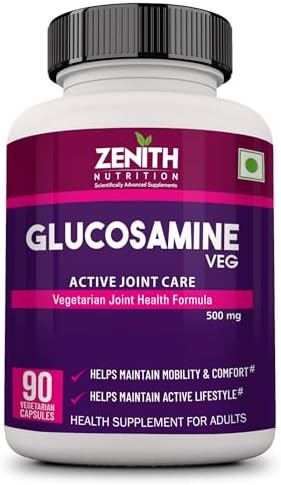 Zenith Nutrition Vegan Glucosamine for Joints movement and cartilage - 500mg 90Caps