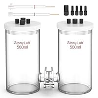 stonylab H-Typ-Elektrolytzellen, Borosilikat Austauschbar Ionenaustauscher-Membran-Elektrolyseur Abgedichtete Elektrochemische Zellen mit PTFE-Deckel und Elektroden, 500 ml