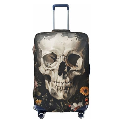 Housse pour valise imperméable et élastique motif crâne blanc