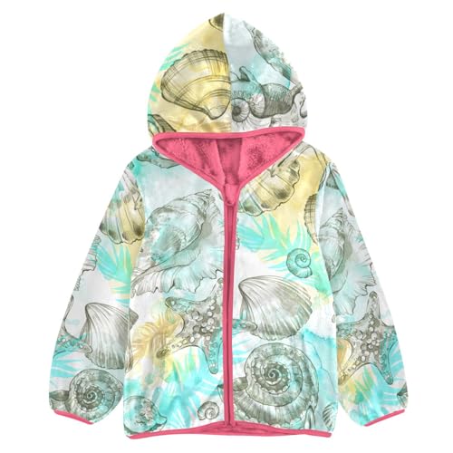OTVEE Summer Sea Shells Leaves Kids Hoodie Jacket Fall Spring Full Zip Warm Outwear Coat