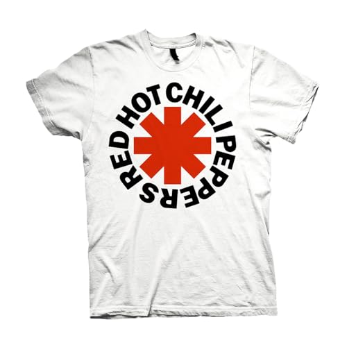 Red Hot Chili Peppers Camiseta de Manga Corta Asterisco de la Banda (Blanco)