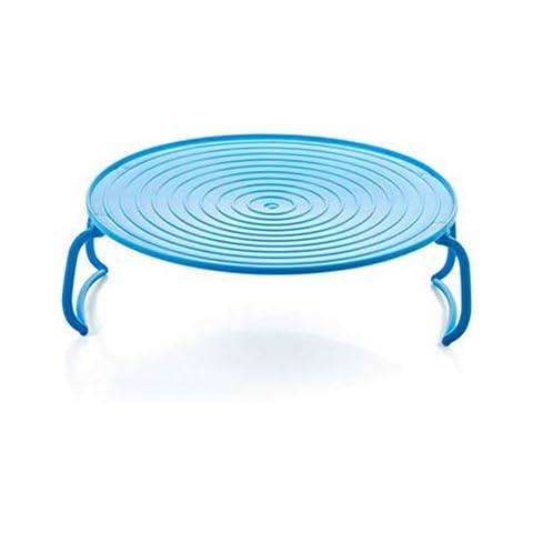 ZHOUBA Microwave Oven Heating Steaming Double Layer Insulation Plate Shelf Potholder Blue Cover