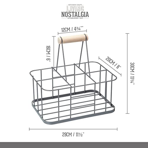 Kitchen Craft Living Nostalgia Milk Bottle Holder Doorstep, Milk Crate, Wire Metal With Wooden Handle, 29 X 20 X 13Cm, Grey #TOP1