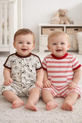 Image of TuddyBuddy 100% Cotton Romper /Jumpsuit /Bodysuit Set for Baby (Pack of 2 Playsuits)
