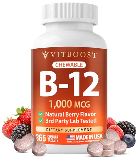 VITBOOST Vitamin B12 1000 mcg Chewable Tablets Natural Berry Flavor 365 CT