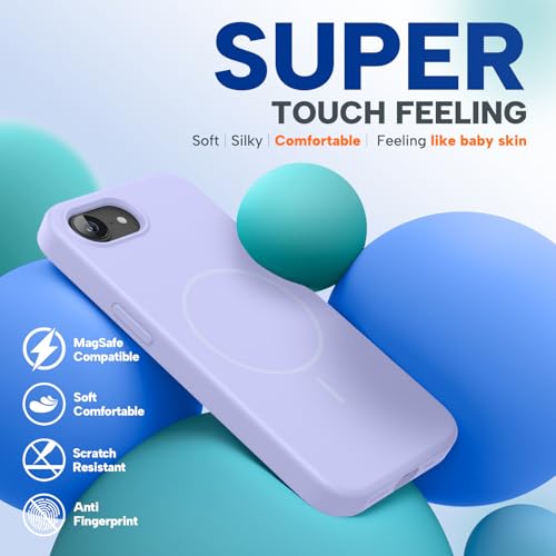 Image of Miracase Magnetic for iPhone 17e Case & iPhone 16e Case, [Soft Anti-Scratch Microfiber Lining], Compatible with MagSafe, Silicone Shockproof Protection Phone Case for iPhone 17e /16e, Light Purple