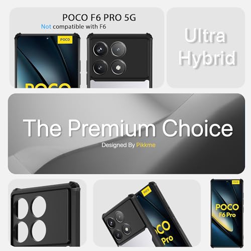 Image of Pikkme Poco F6 Pro 5G Back Cover | Crystal Clear Transparent Back | Ultra Hyrbid | Full Camera Protection | Raised Edge | Bumper Back Case (Black)