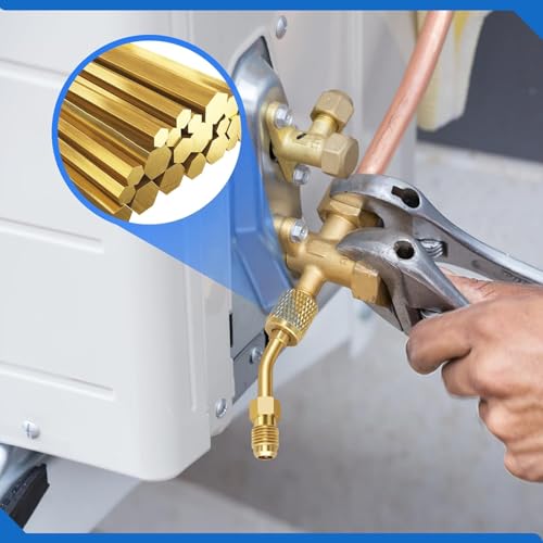 VISSQH R410A Adapter Mini Split Adapter für Klimaanlagen HVAC, 5/16 SAE Weiblich auf 1/4 SAE Männlich R410A Quick Couplers Stecker Adapter(1 gerade Adapter + 1 abgewinkelte Adapter)