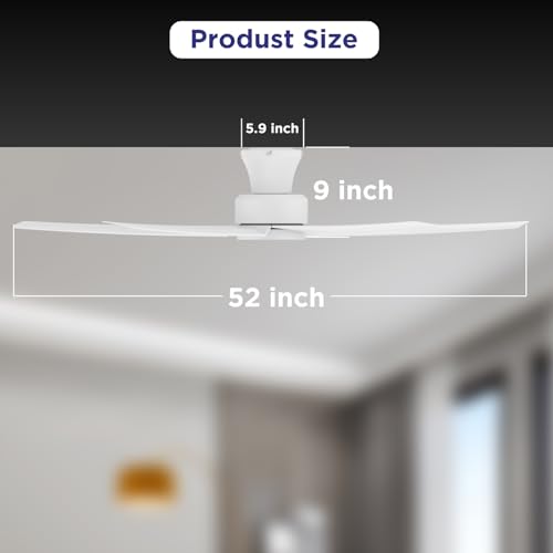 OCIOC 52 Ceiling Fan with Lights, Quiet DC Motor, Reversible, 3CCT, Flush Mount - Ideal for Indoor/Outdoor Use