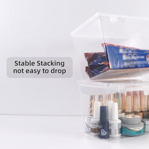 Image of Clear Storage Box with Lid 4 Pack,2.5 Quart Plastic Bins Craft Organizers and Storage, Small Container Stackable Case Box for Cosmetic, Plastic Storage Containers for Home Organization