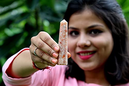Genuine Sunstone Obelisk Tower Jumbo 8 Facet Aura Rock Crystal Natural Polished Earth Spirit Balance Point Gemstone Spiritual Chakra Balancing #TOP2