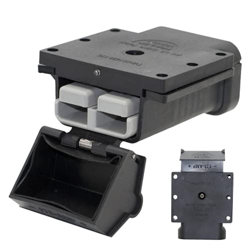 Trailer Vision 175A Anderson Plug Mount - 175 Amp Anderson Connector Cover with LED Indicator - UV Insulated Protection for Solar, Electrical, Marine, RV, Motorhomes, Mobile, Industrial - Black