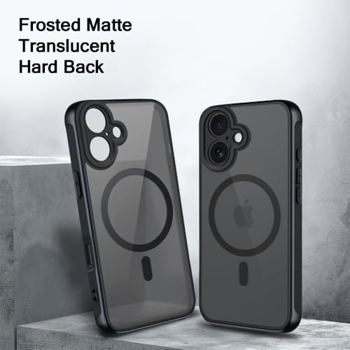 Image of TheGiftKart for iPhone 17 Case, Matte Frosted Hard Back Cover Compatible with MagSafe, Hybrid Shockproof iPhone 17 Cover with Camera & Screen Protection (PC & TPU, Translucent Black)