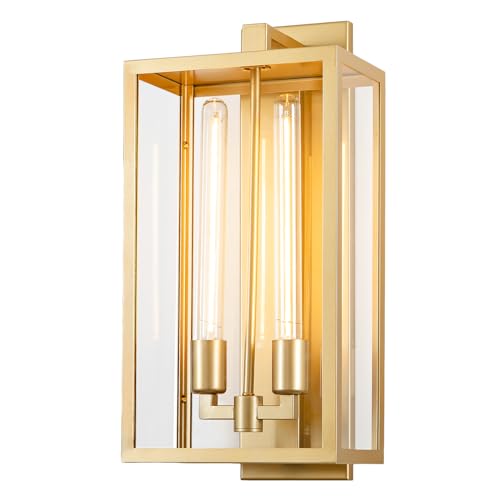 Image of Large Outdoor Wall Sconce, 21 inch Gold Wall Mount Lamp, Outside Lights Front Porch Light, Waterproof Modern Porch Lighting Exterior Lamp for Front Door, Entryway (Bulbs Included)