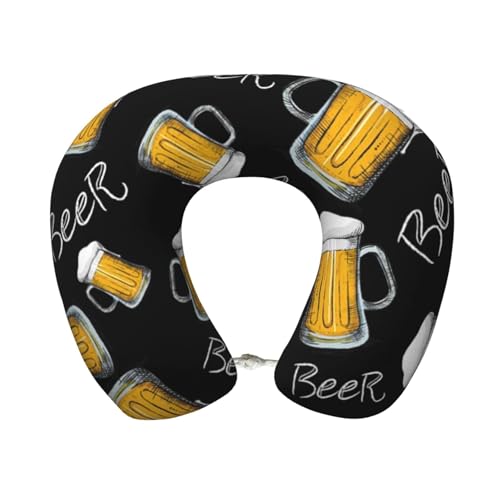 YWSOTRE Patrón de Jarra de Cerveza,Almohada de Viaje de Espuma viscoelástica, Almohada para el Cuello, para avión, Coche, casa, Oficina, Camping.