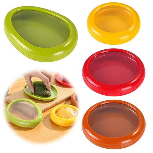 Fogbush Stretch Food Pods, 4Pcs Avocado Storage Container Avocado Saver Fruit Storage Containers Banana Case Silicone Fresh Pods Fruits Containers for Food Vegetables Fridge Keep Fruits and Veg Fresh