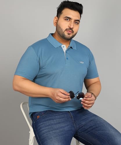 Image of INKKR Plus Size Men's Regular Fit Solid Polo Tshirt