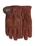 Watson Gloves Leather Ranch Work Gloves - Crazy Horse Grain Driver Style, Water Resistant Goatskin, Palm Patch, Dark Brown, Large