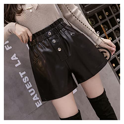 Shorts élastiques hauts d'automne style faux cuir urbain