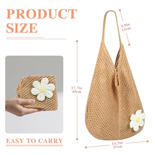 Bolso Tote tejido a crochet para mujer miniatura 3