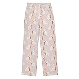 Yuiboo Comfortable Sleep Bottoms Rabbit Carrots Lounge Pajama Pants Indoor With 2 Pockets 9-10Y