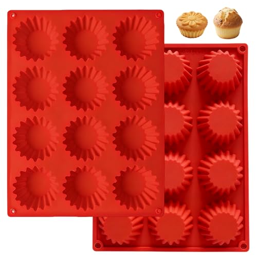 MERQUU Moule Silicone Tartelette, 2 pièces Moule Mini Muffin, Mou le Mini Tartelette, Moule Mini Quiche, Moule Tartelette Silicone, pour Chocolat, Pudding,...