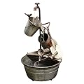 Alpine Corporation YHL106 Outdoor Floor 3-Tiered Metal Garden Tools Water Fountain, Tools and Faucet Waterfall, 28", Gray