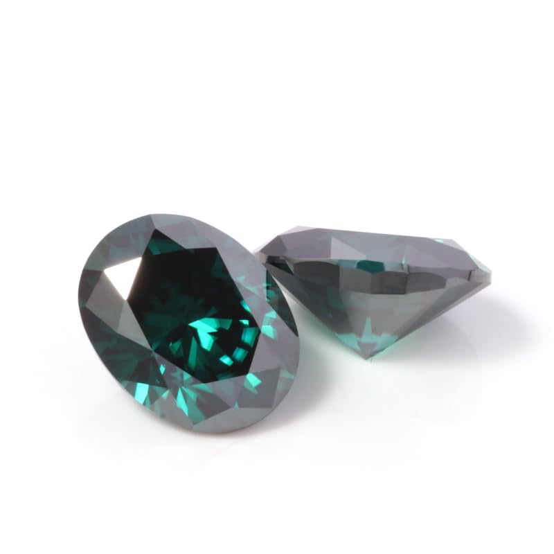 Pierre moissanite vert foncé ovale VVS1 idéale pour haute joaillerie